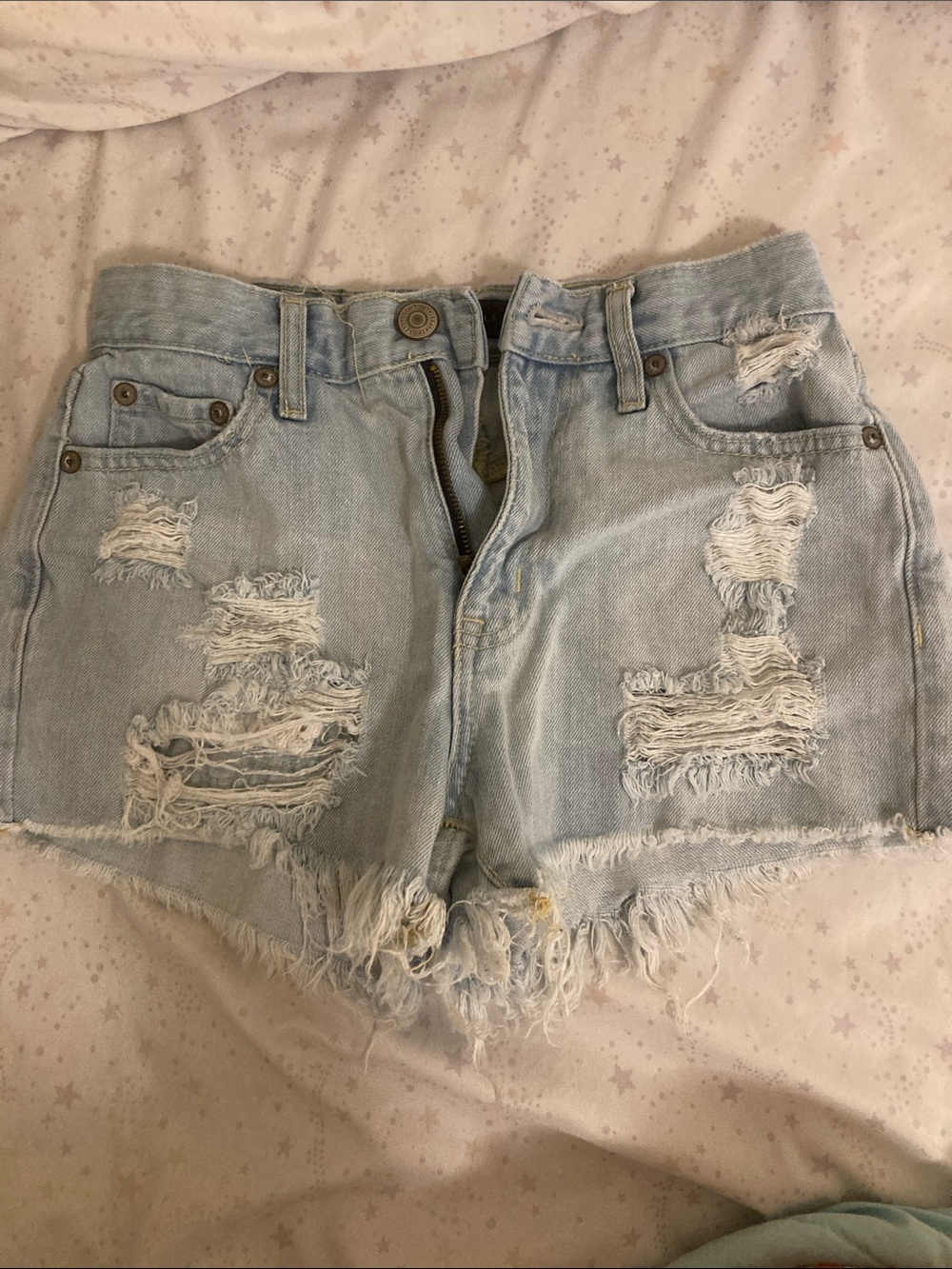 Aeropostale Light Blue Distressed Denim Cutoff Shorts